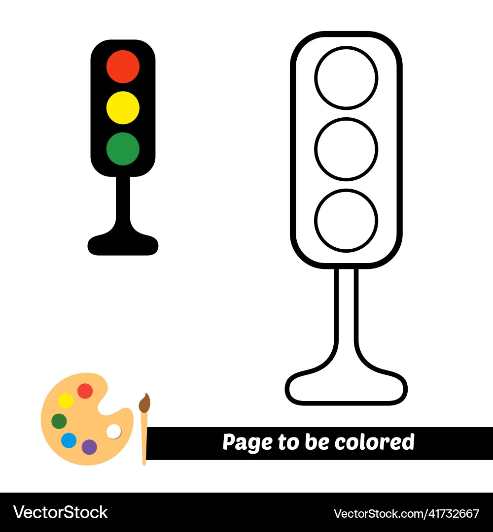 Coloring Book For Kids Traffic Light Royalty Free Vector VectorStock