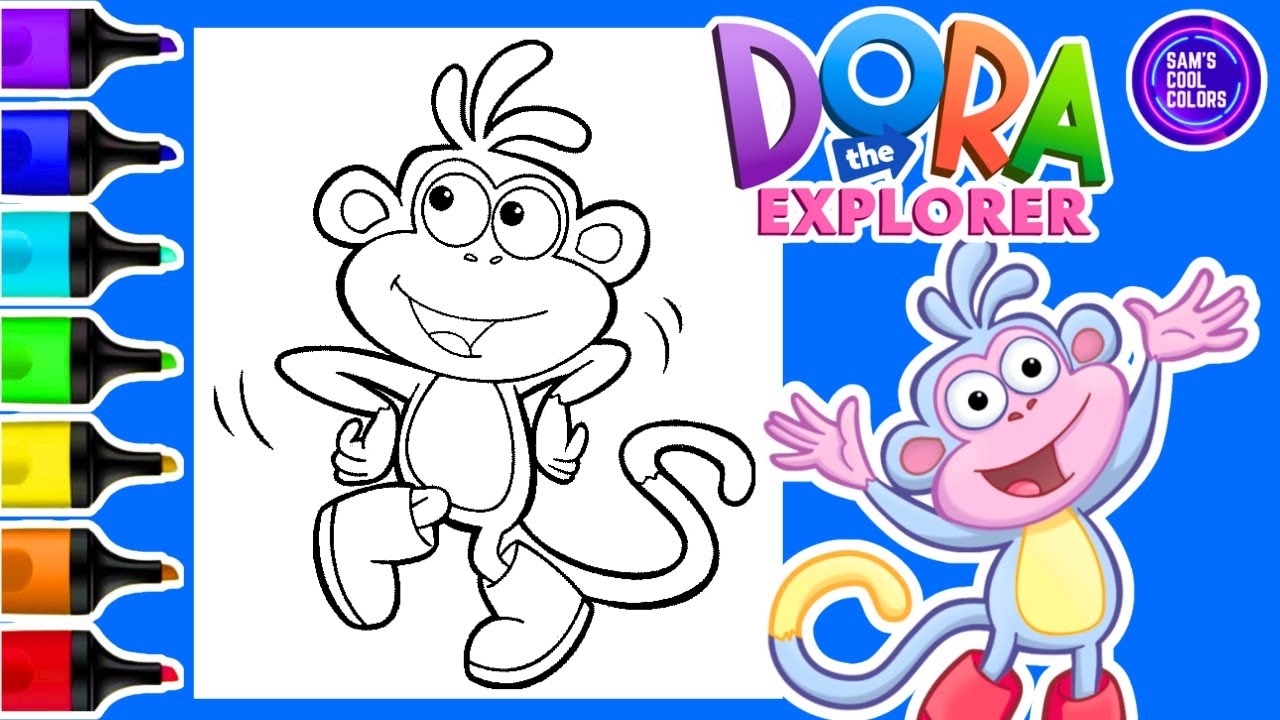 Coloring Boots Dancing Dora The Explorer Coloring Page Markers YouTube