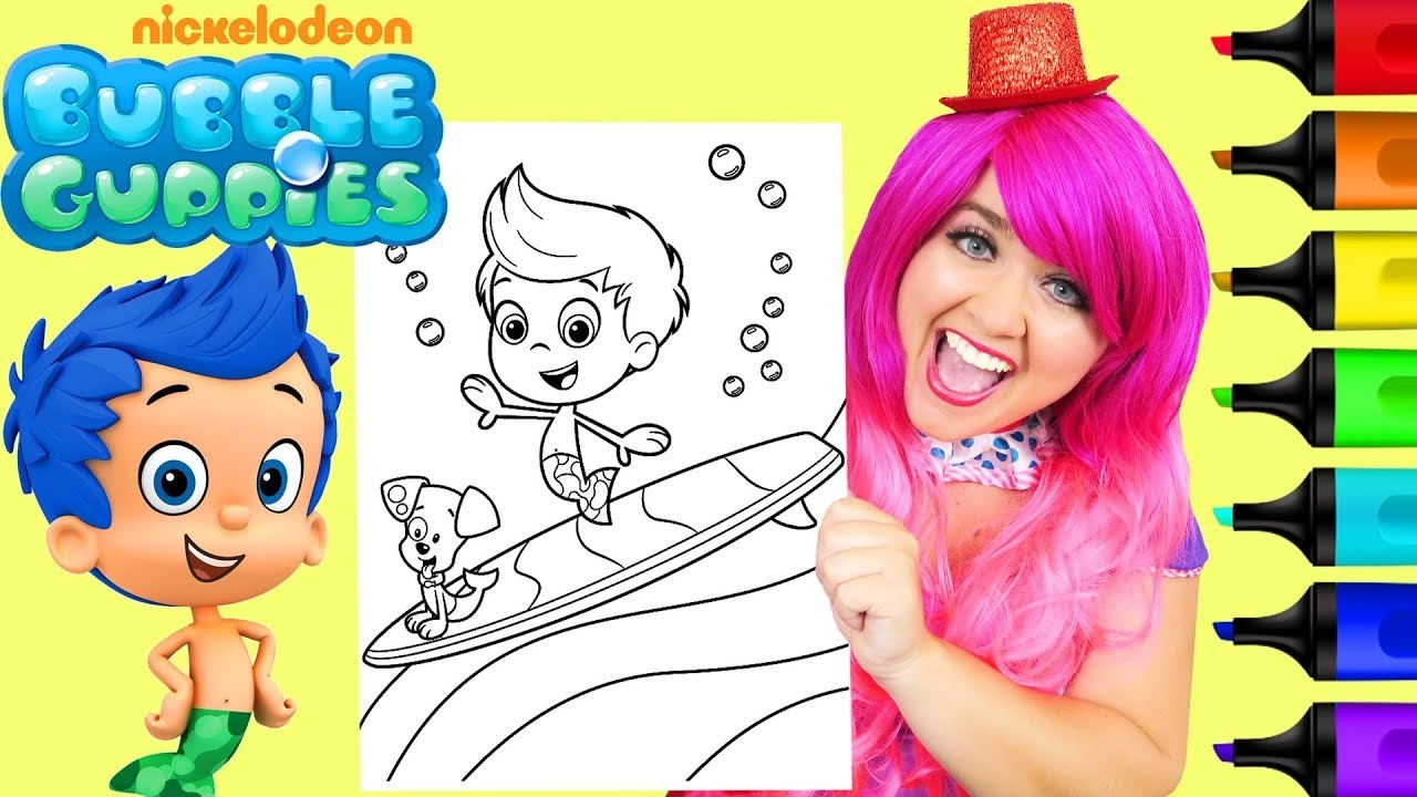 Coloring Bubble Guppies Gil Bubble Puppy Coloring Page Prismacolor Markers KiMMi THE CLOWN YouTube