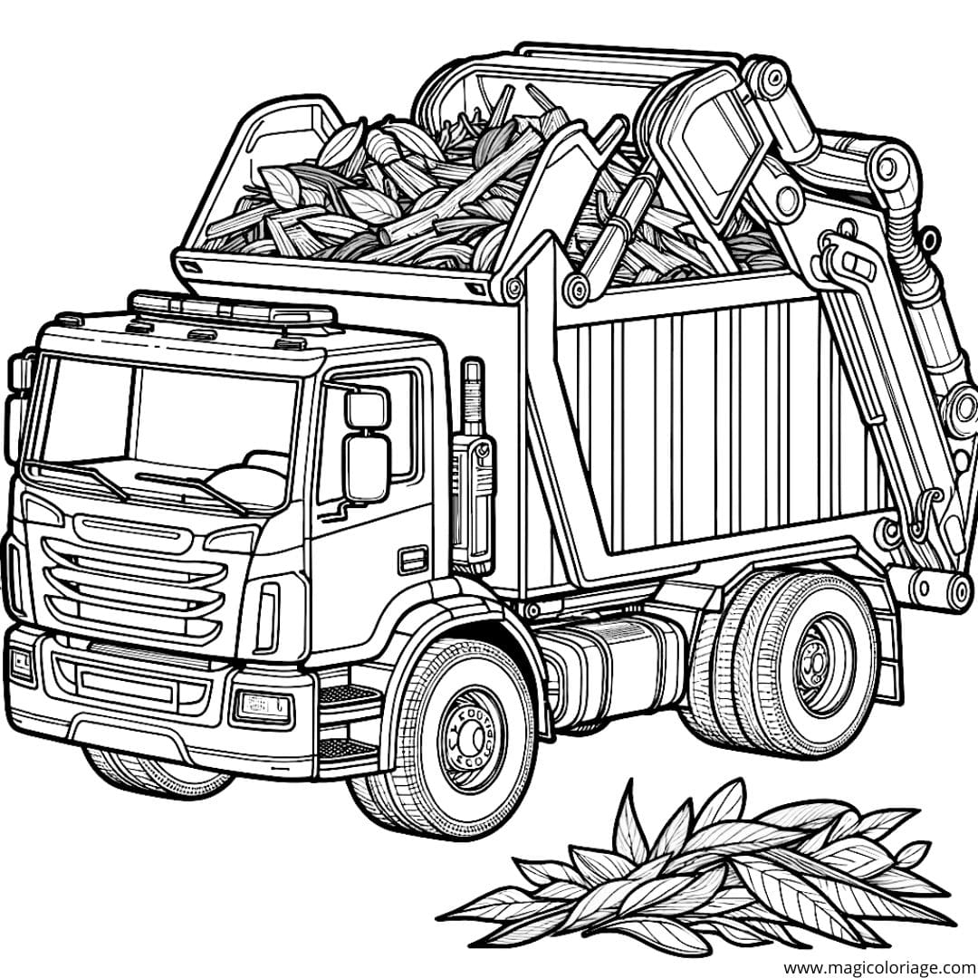 printable garbage truck coloring page