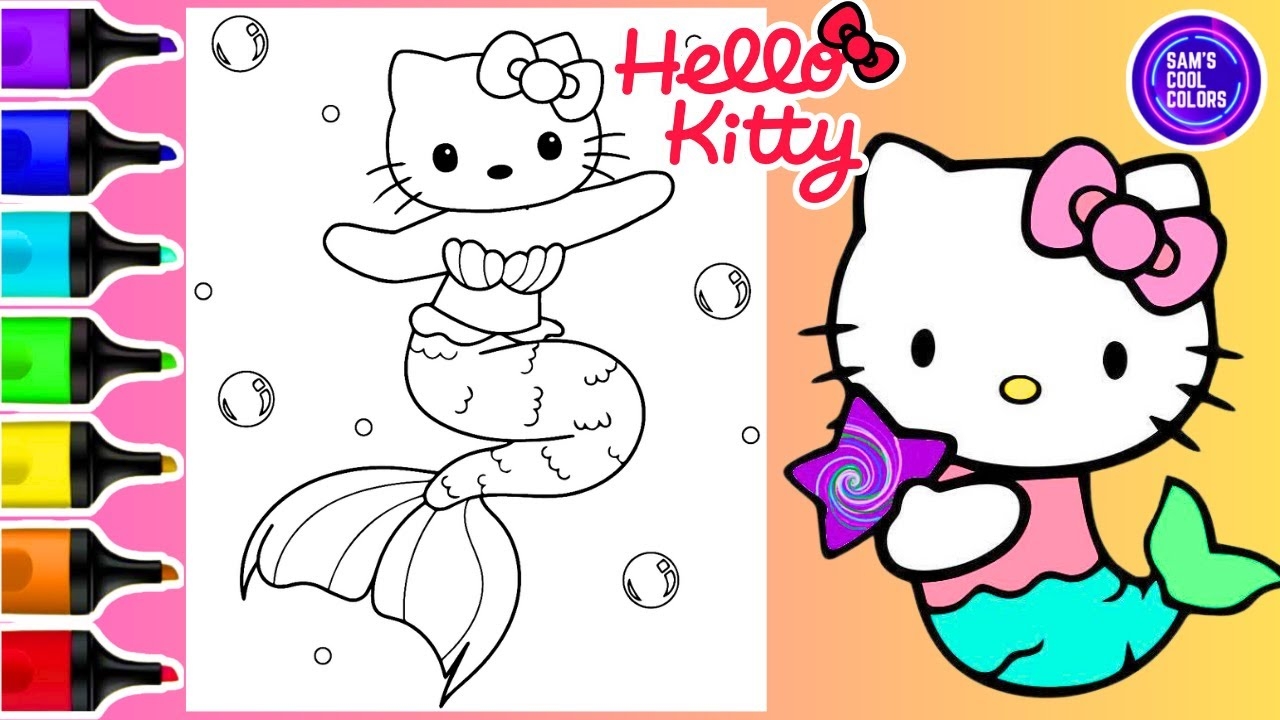 Coloring Hello Kitty Mermaid Sanrio Coloring Book Page Art Markers YouTube