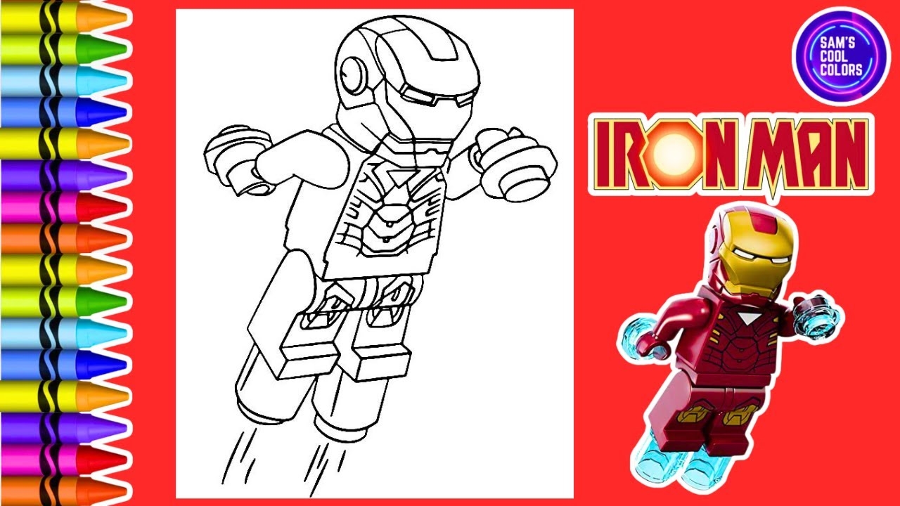 Coloring Iron Man LEGO Coloring Page Crayons YouTube