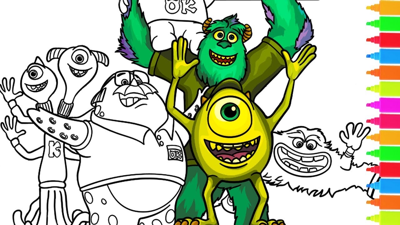 Coloring Mike Wazowski James P Sullivan Monsters University Coloring Book Pages YouTube
