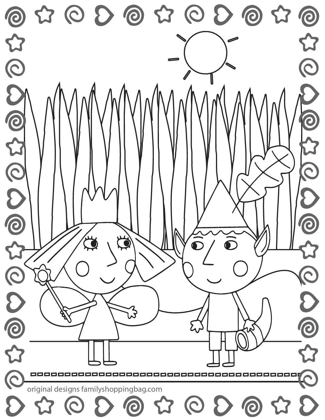ben & holly colouring pages