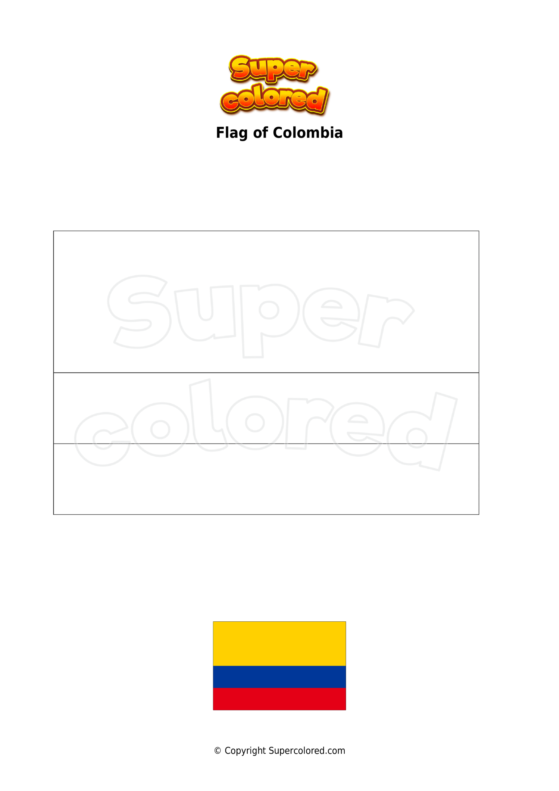 flag of colombia coloring page