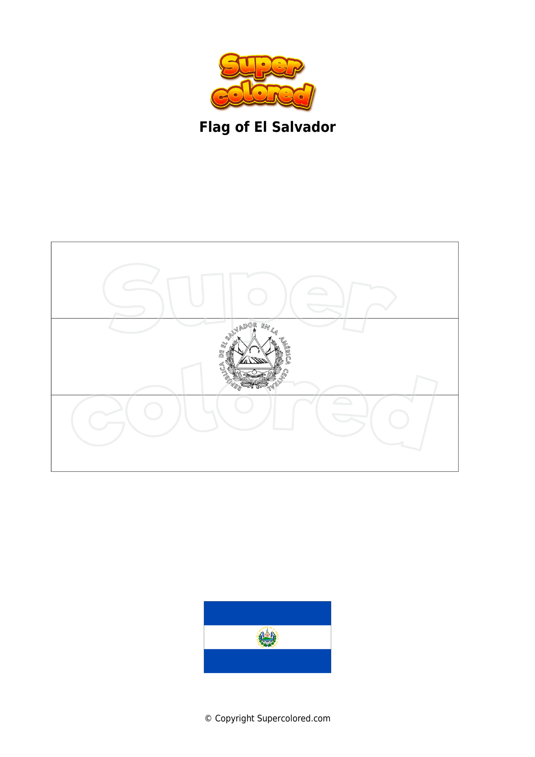 el salvador flag coloring page