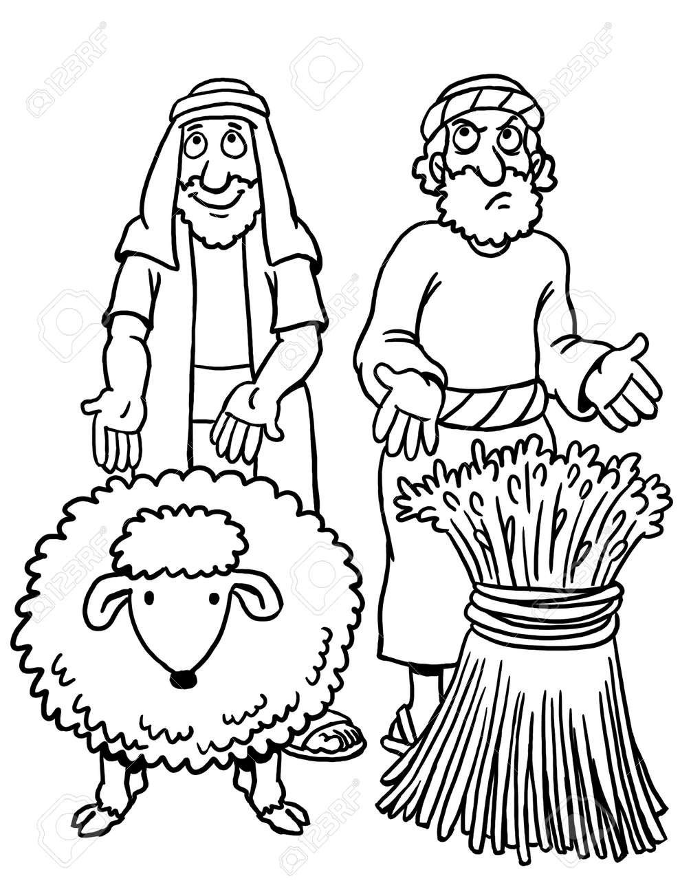 Coloring Page Of Cain And Abel Stock Photo Picture And Royalty Free Image Image 125684848 