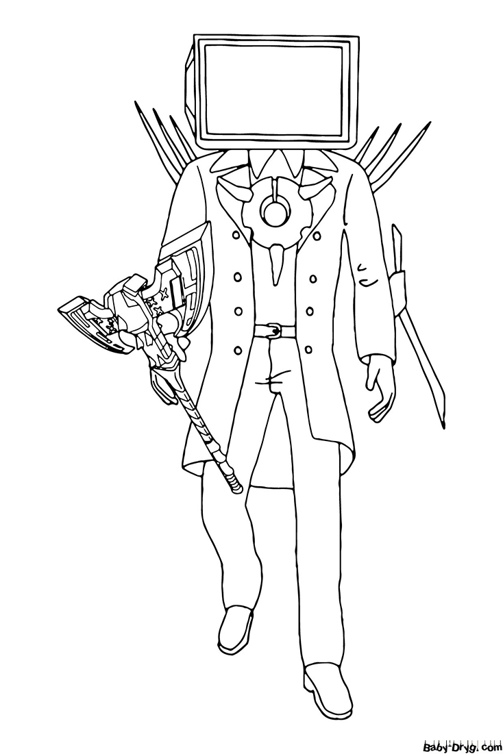 Coloring Page Titan TV Men With Weapons Coloring Skibidi Toilet