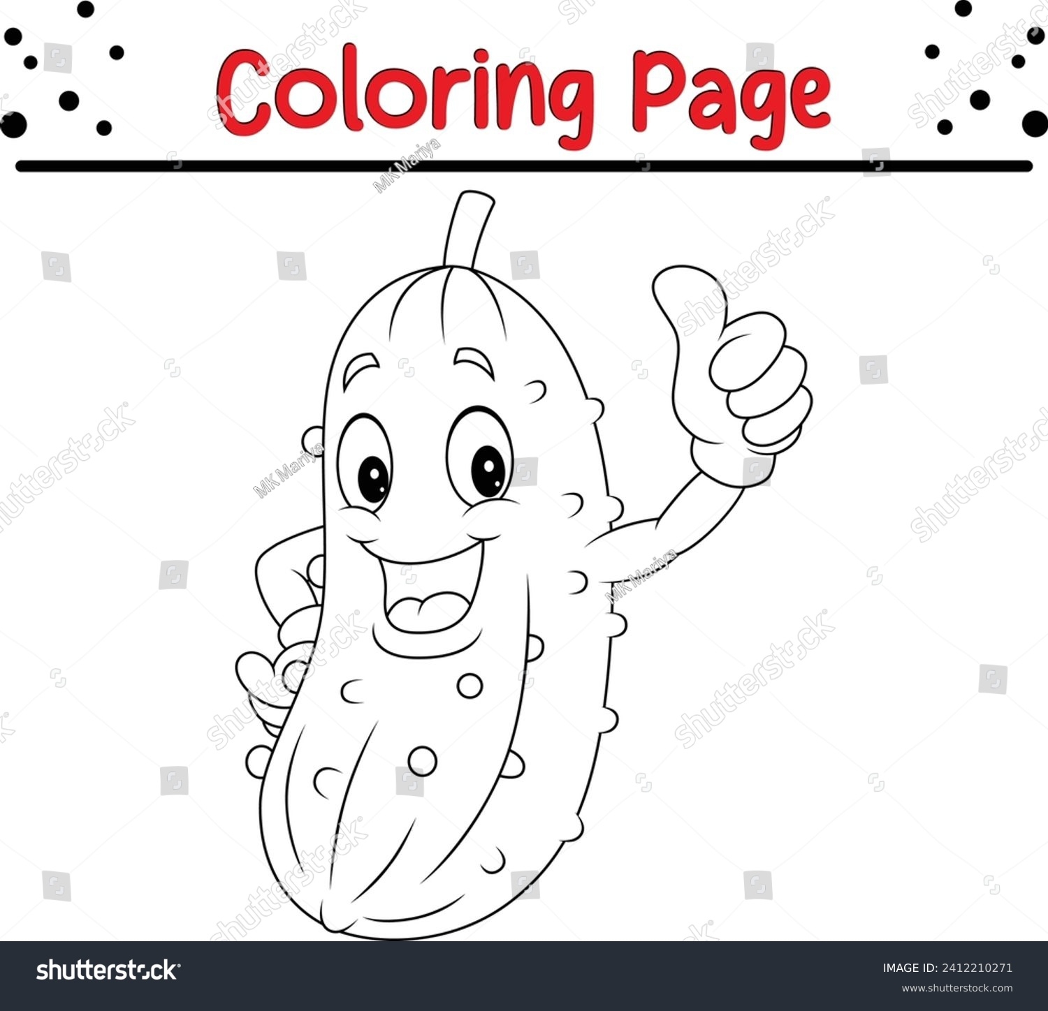 Coloring Pages Happy Pickle Giving Thumb Stock Vector Royalty Free 2412210271 Shutterstock