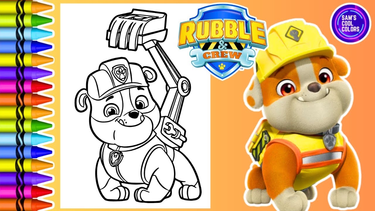 Coloring Rubble Rubble Crew And Paw Patrol Coloring Book Page Crayola Crayons YouTube