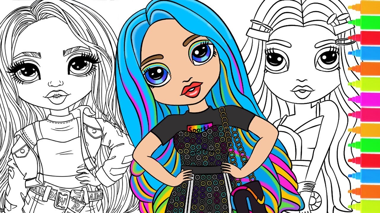 Coloring Skyler Bradshaw Amaya Raine Georgia Bloom Rainbow High Coloring Book Pages YouTube