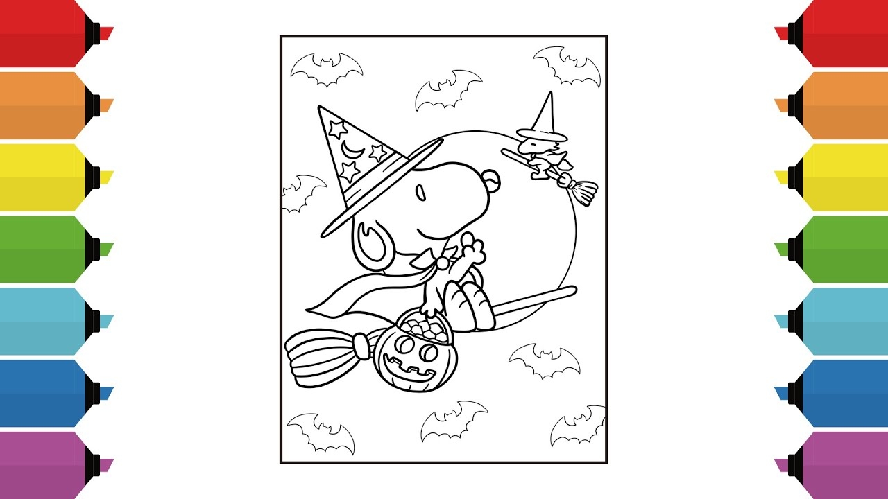 Coloring Snoopy s Halloween Peanuts Coloring Page YouTube