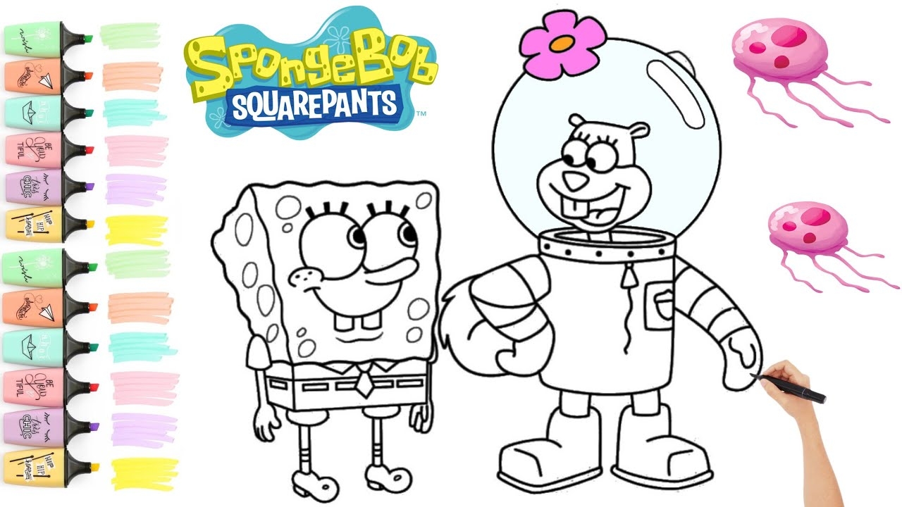 Coloring SpongeBob And Sandy Coloring Page Coloring Videos For Kids Coloring squarepants YouTube