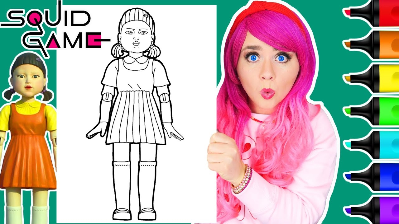Coloring Squid Game Doll Red Light Green Light Coloring Page Ohuhu Art Markers YouTube