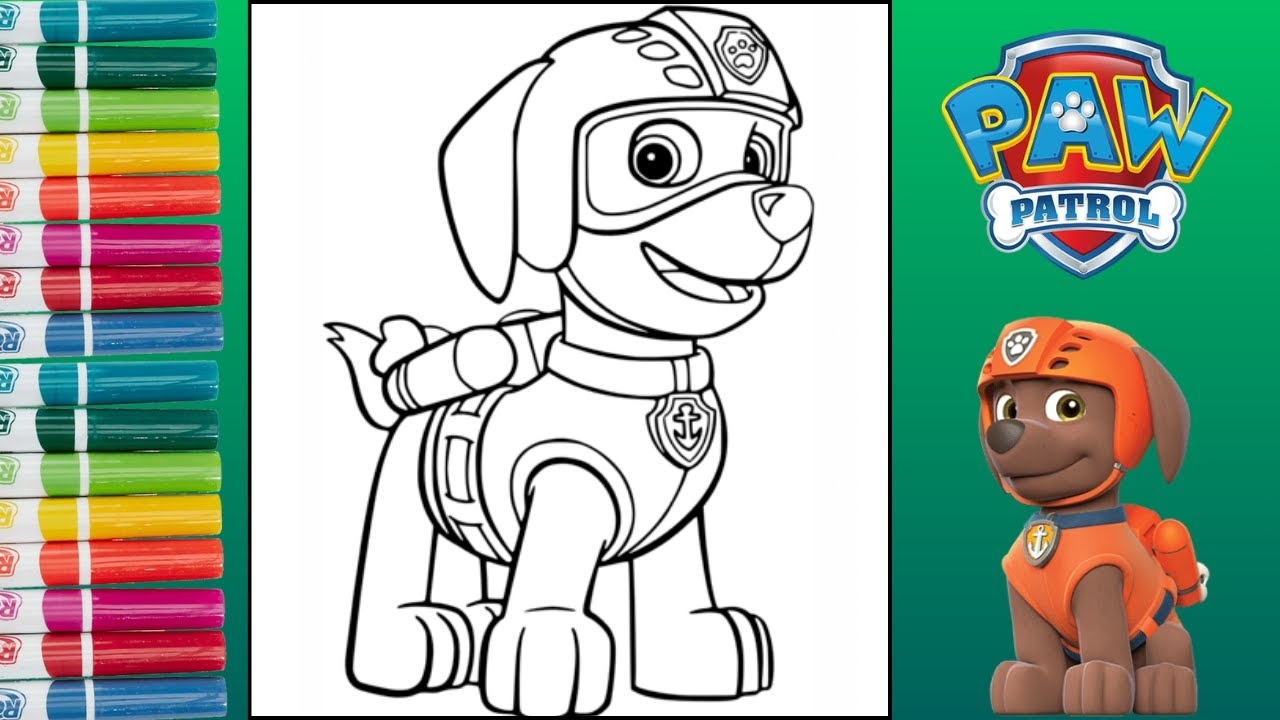 Coloring Zuma From Paw Patrol Coloring Pages For Kids YouTube