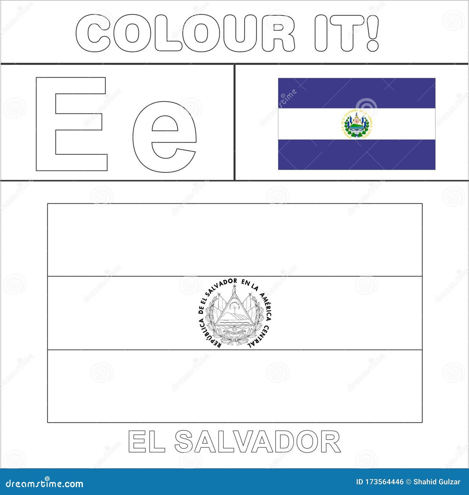 Colour It Kids Colouring Page Country Starting From English Letter E El Salvador How To Color Flag Stock Illustration Illustration Of Egypt Ecuador 173564446