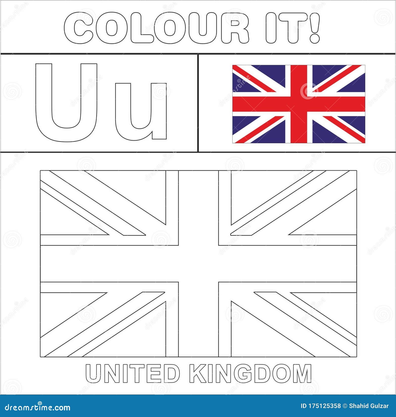 Colour It Kids Colouring Page Country Starting From English Letter U United Kingdom How To Color Flag Stock Illustration Illustration Of Kingdom English 175125358