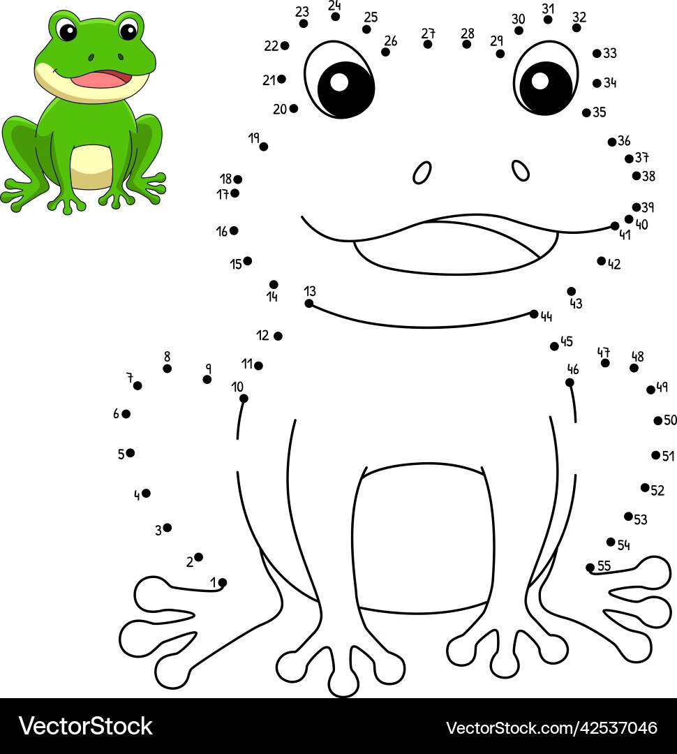Connect The Dots Frog Coloring Page Royalty Free Vector VectorStock