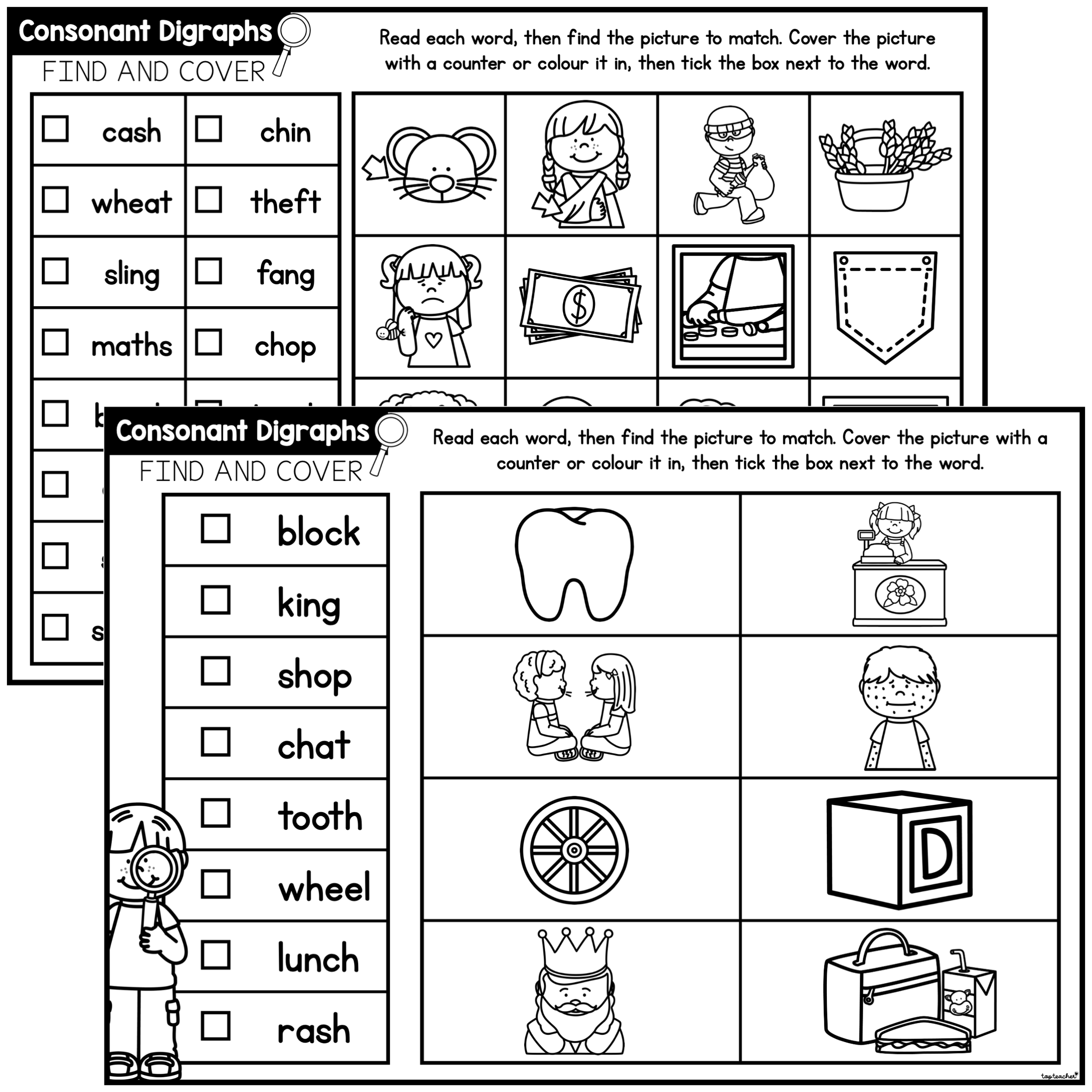 Consonant Digraphs Find Cover Worksheets Top Teacher