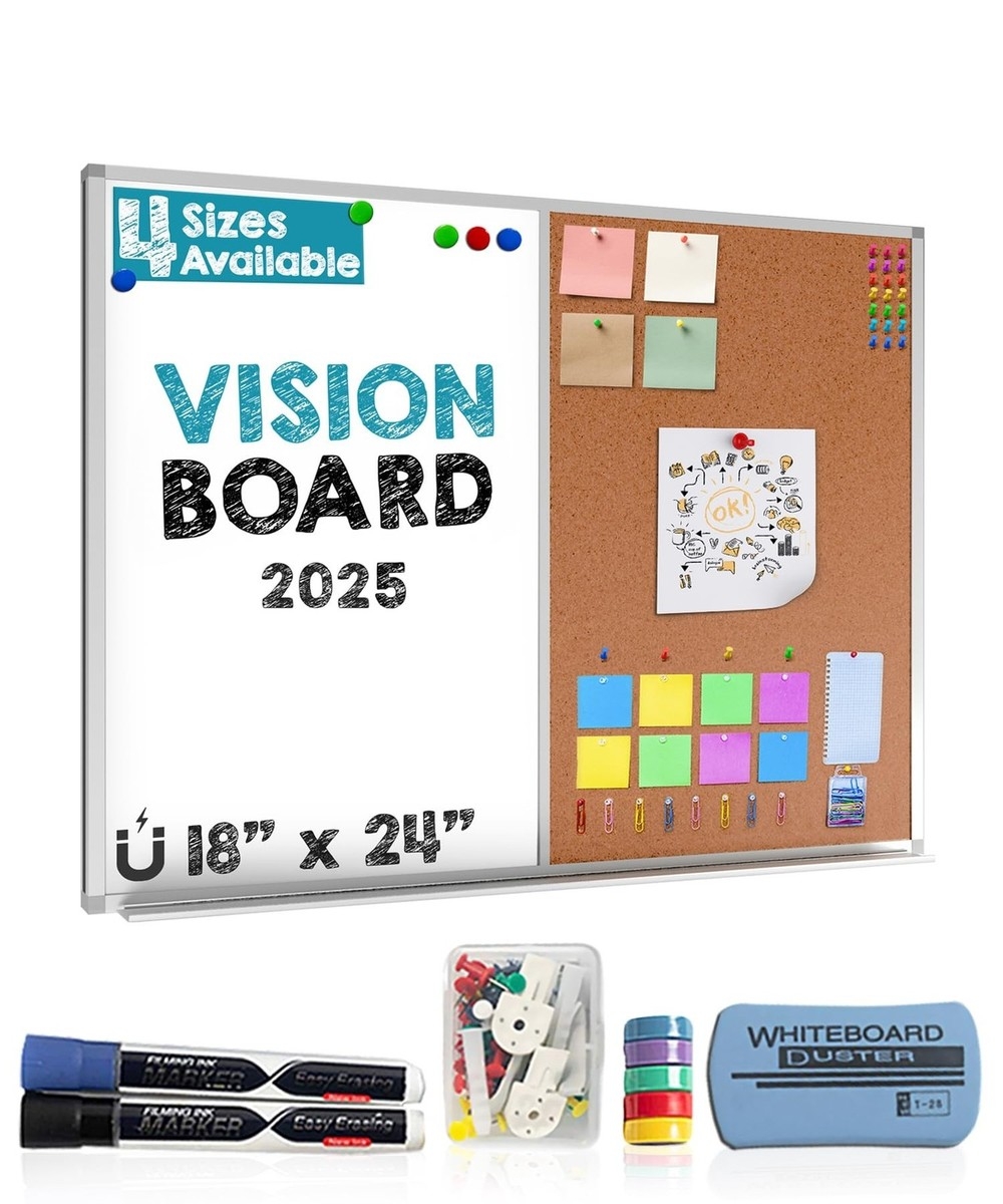 Cork And White Board Combo 18x24 Magnetic Bulletin Board For Wall Dry Er EBay