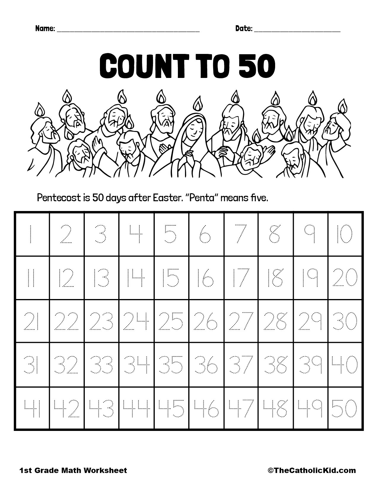 counting to 50 worksheets