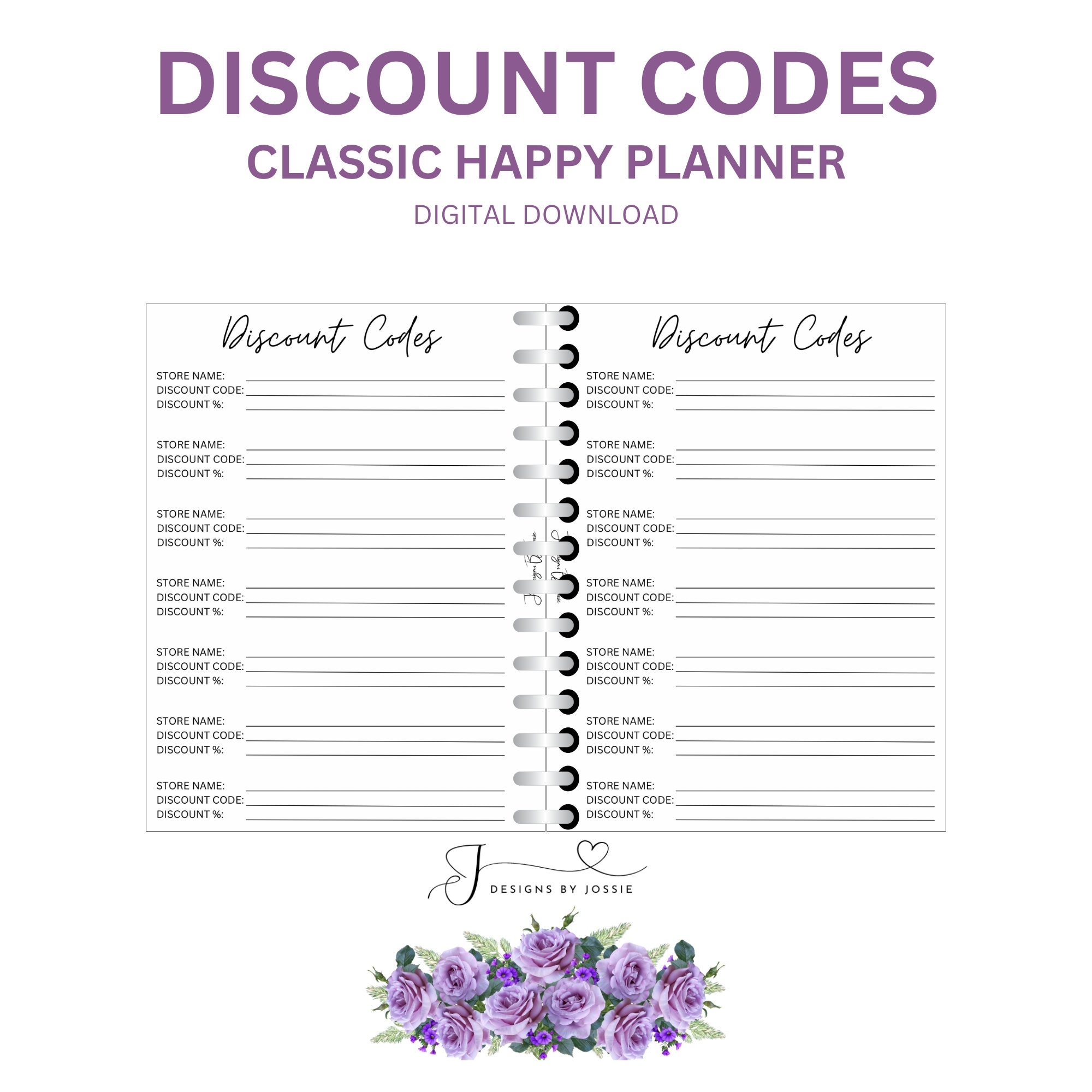 Coupon Code Planner Etsy UK