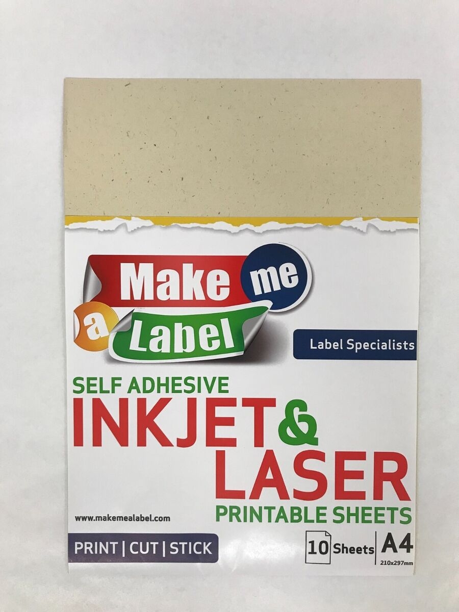 CREAM KRAFT PAPER SELF ADHESIV STICKER A4 SHEETS STICKY LABELS INKJET LASER EBay