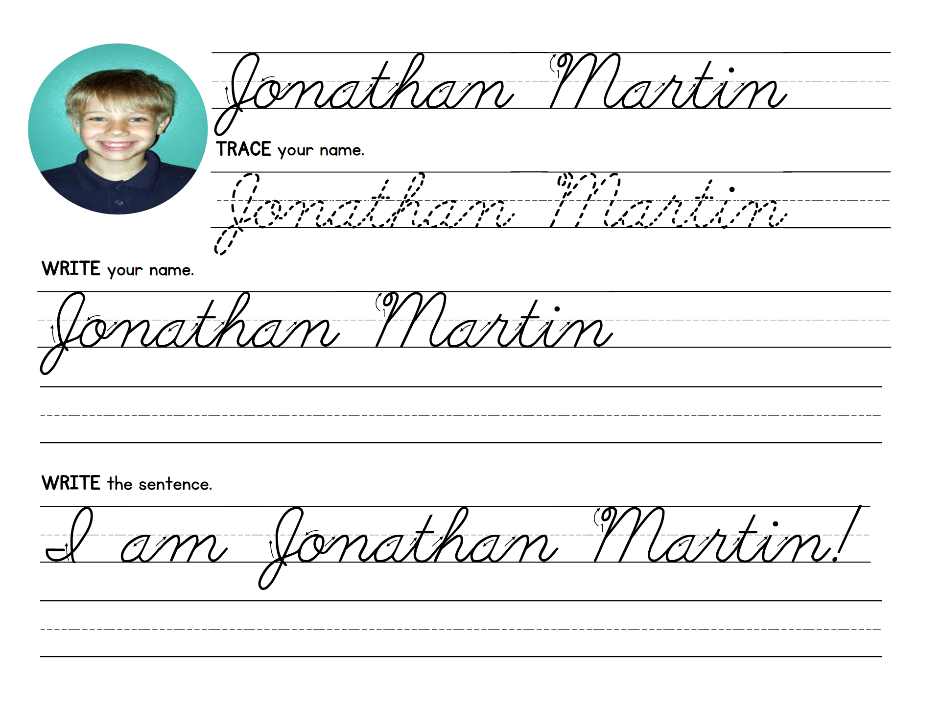 cursive practice name
