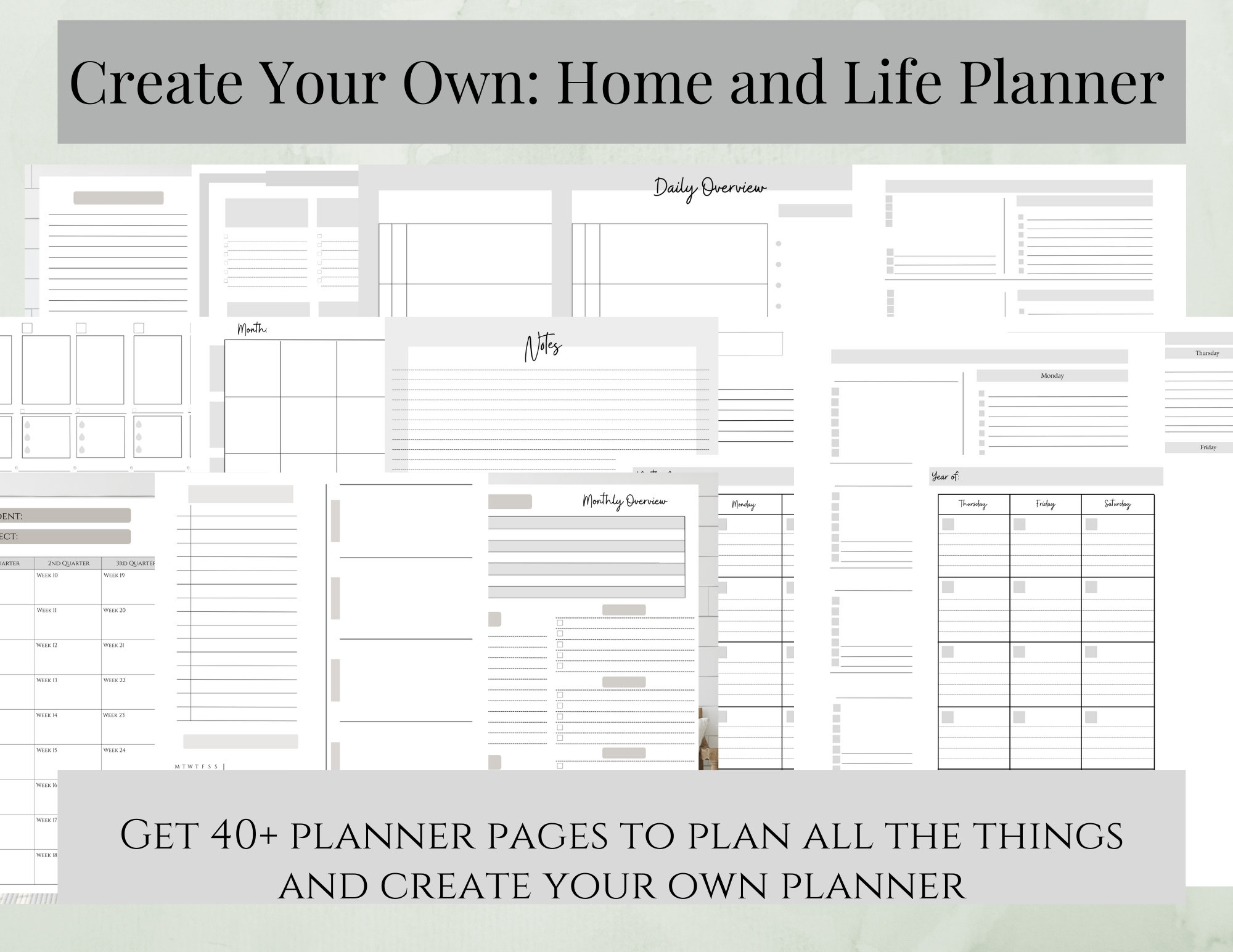 Create Your Own Planner All The Pages To Create Your Own Planner Etsy