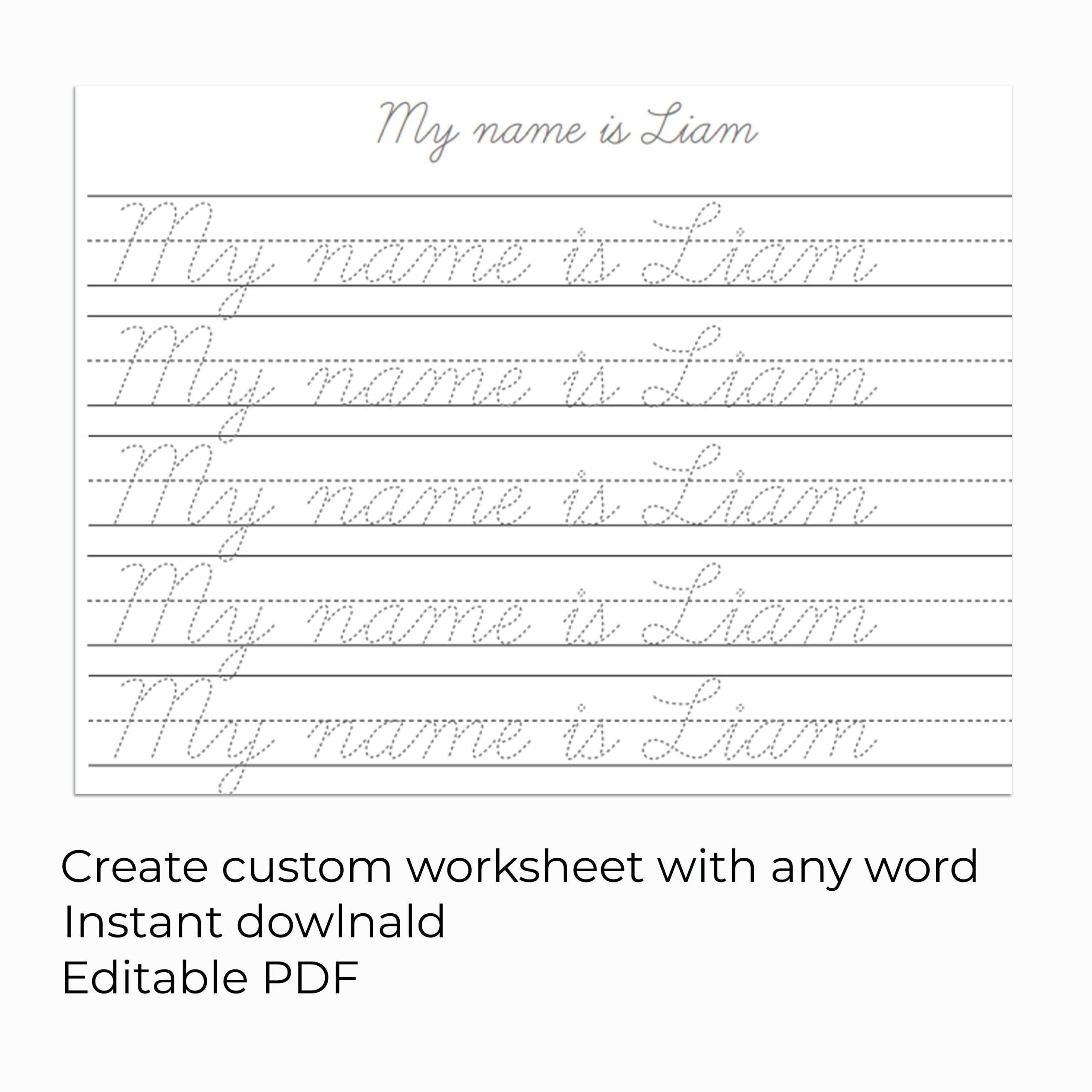 Custom Cursive Name Handwriting Practice Sheet Editable Tracing Worksheet Personalized Writing Skills Printable Learn To Trace And Write Etsy Finland