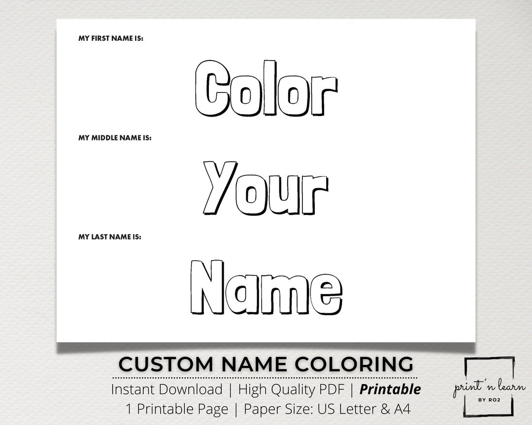 Custom Name Coloring Sheet Handwriting Practice Name Writing Name Worksheet Editable Name Coloring Name Trace Worksheet Printable Etsy
