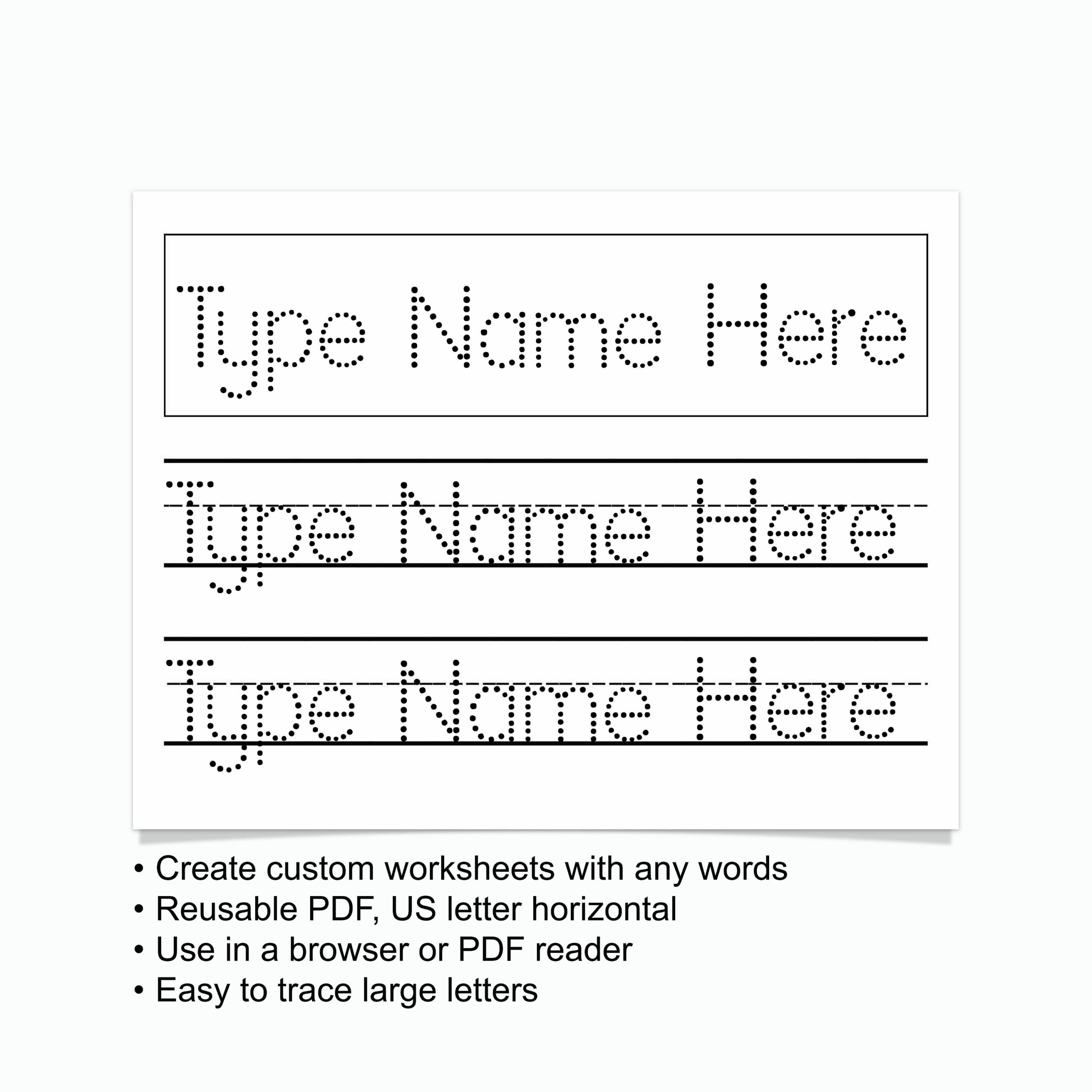 Custom Name Handwriting Practice Sheet Editable Tracing Worksheet Personalized Writing Skills Exercise Printable Learn To Trace And Write Etsy