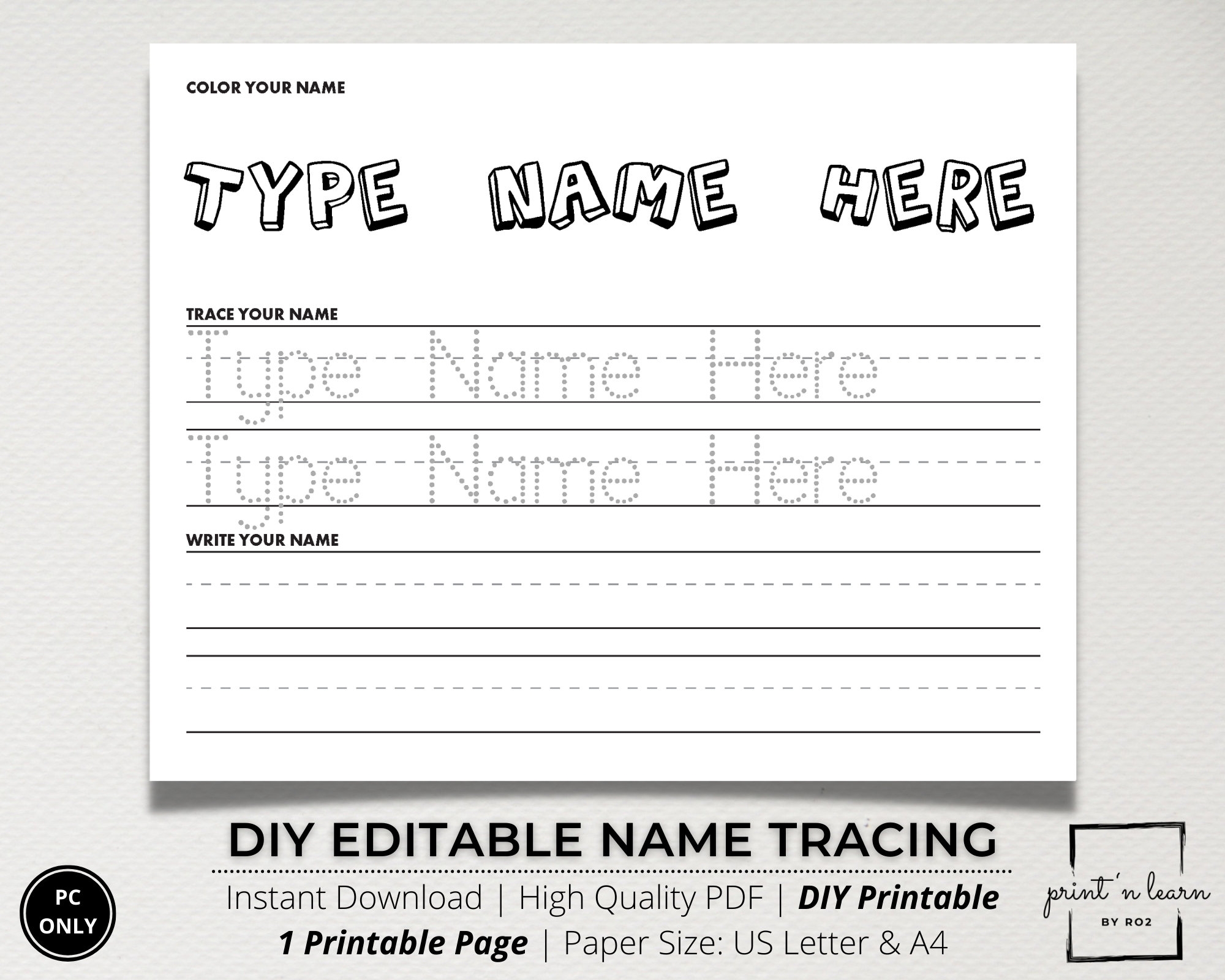 free editable name tracing sheets