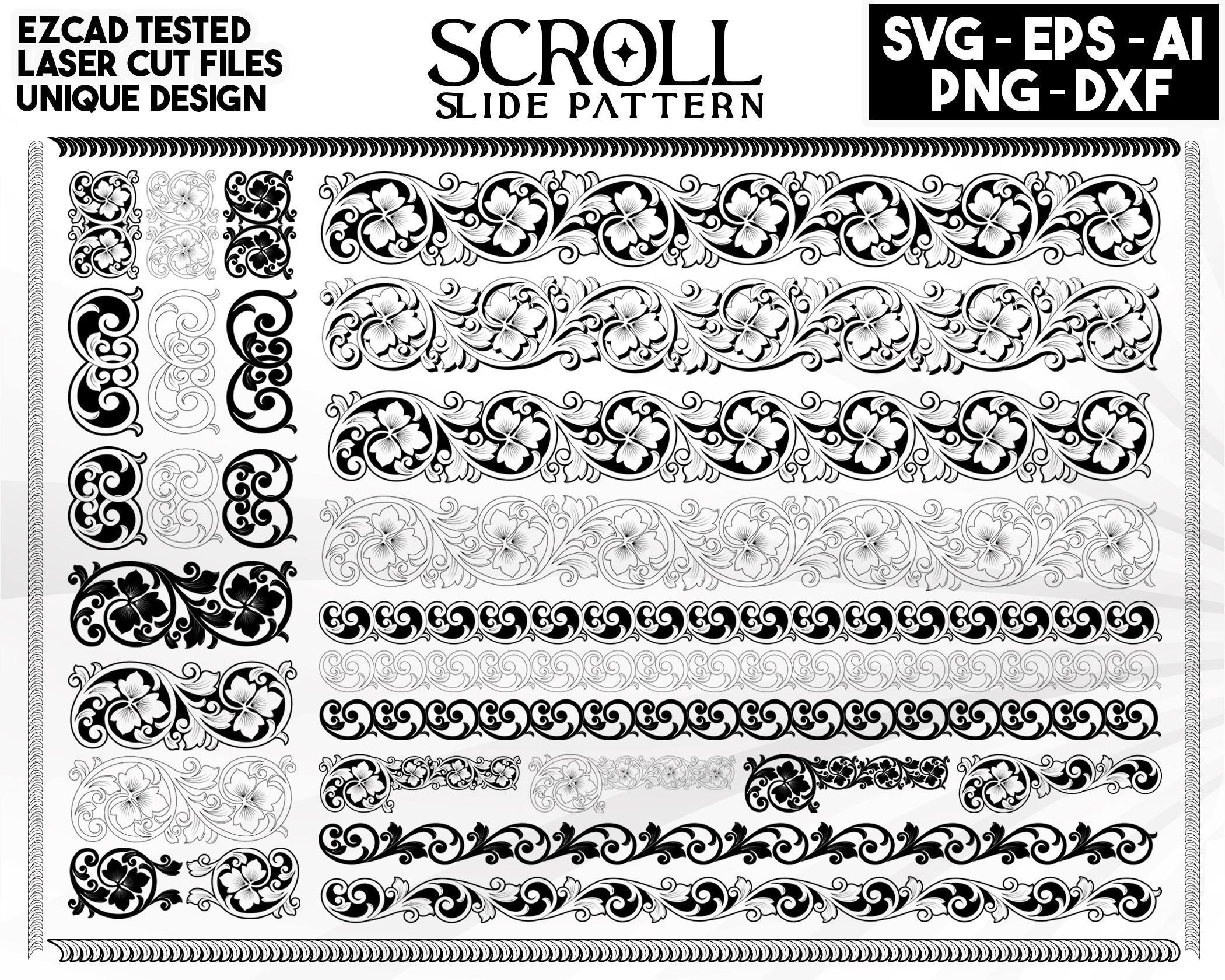 Custom Scroll Slide Pattern Laser Engraving Design Firearms Scroll Laser Art Scroll SVG Files Scroll Pattern Vector Scroll File Ai DXF Etsy