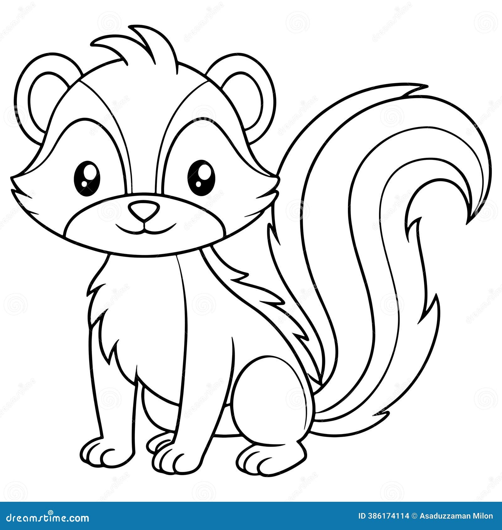 Cute Cartoon Skunk Line Art Illustration For Coloring Book Stock Vector Illustration Of Coloring Mammal 386174114