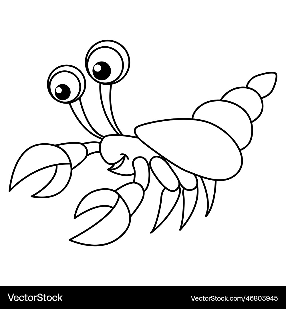 Cute Hermit Crab Cartoon Coloring Page Free Vector VectorStock