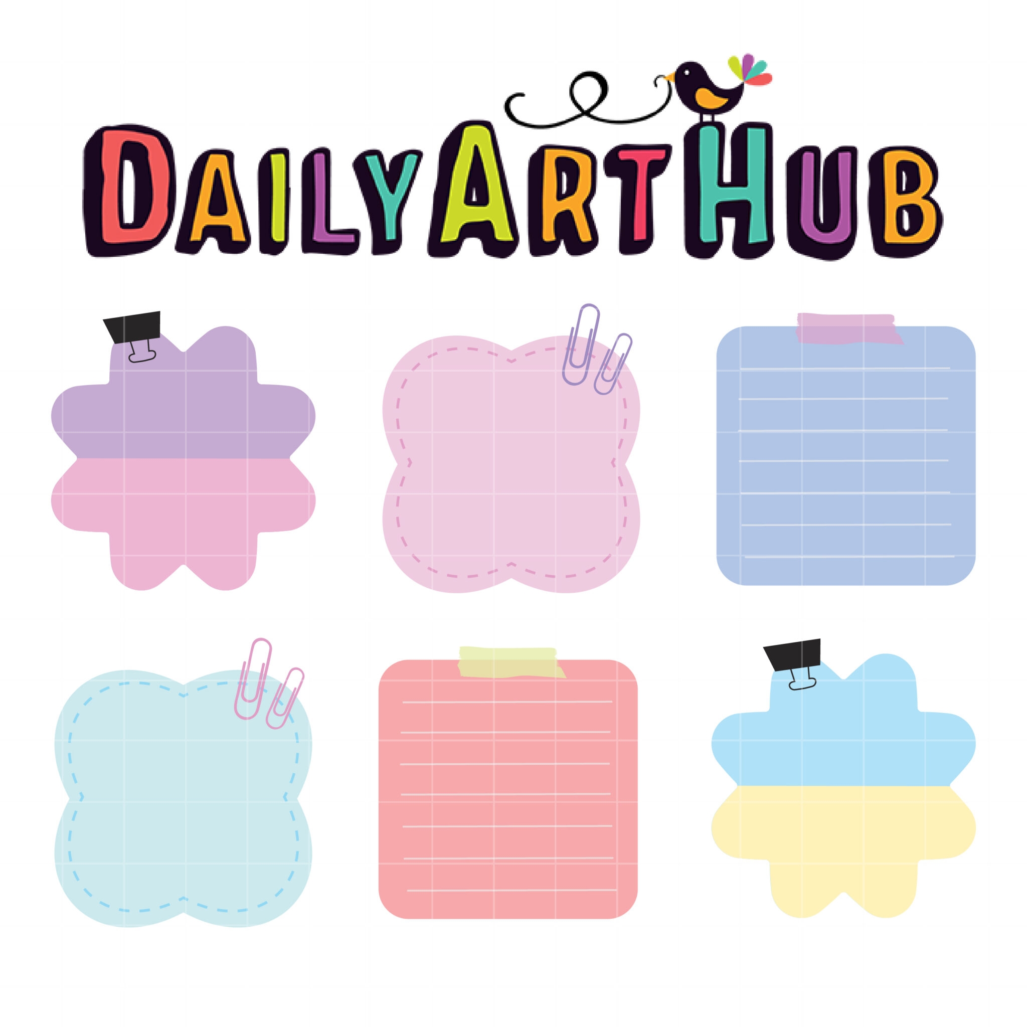 Cute Pastel Sticky Note Clip Art Set Daily Art Hub Graphics Alphabets SVG
