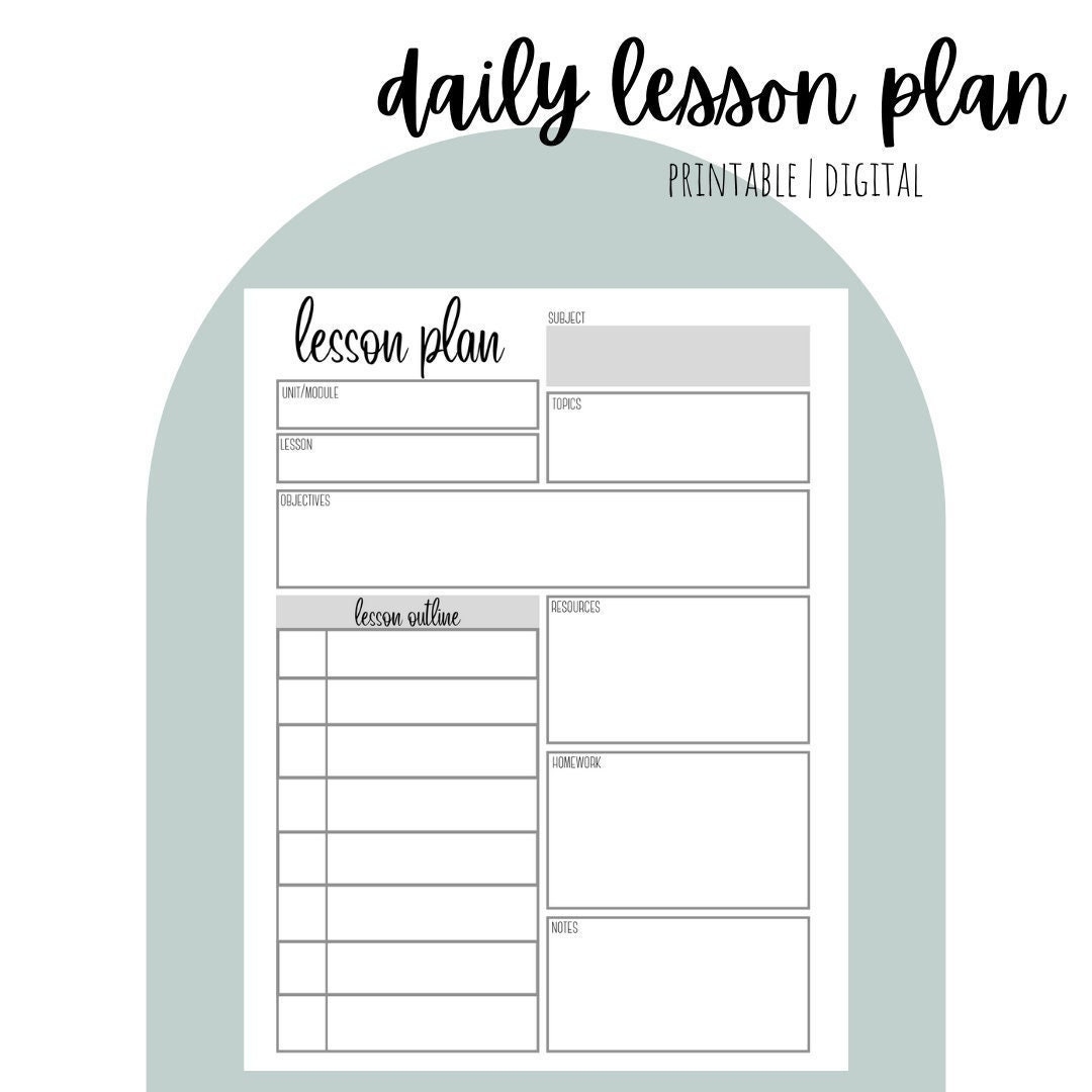 Daily Lesson Planner Printable Lesson Plan Digital Lesson Plan Teacher Organization Lesson Template Classroom Management Sub Plan Resource Etsy