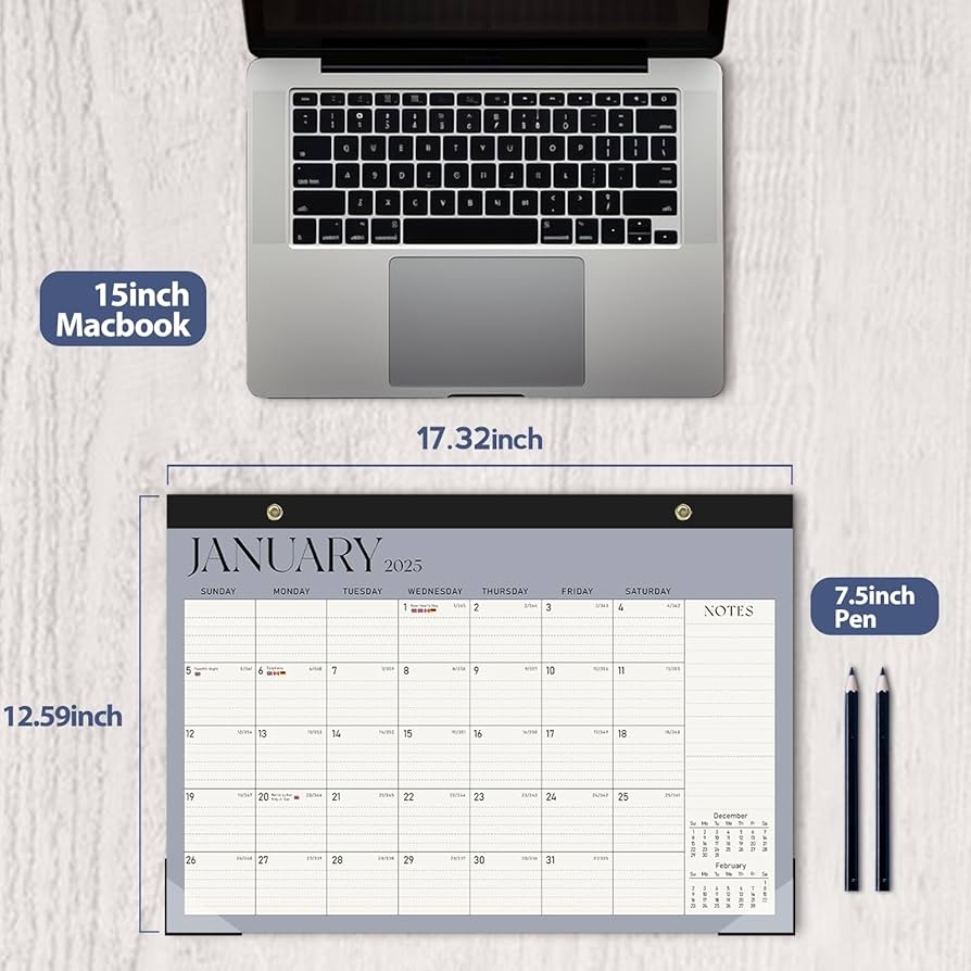 Daily Planner 2025 2026 Desk Calendar 18 Months Large Size 17X12 Inch Runs From 2025 Wall Calendar Near Me
