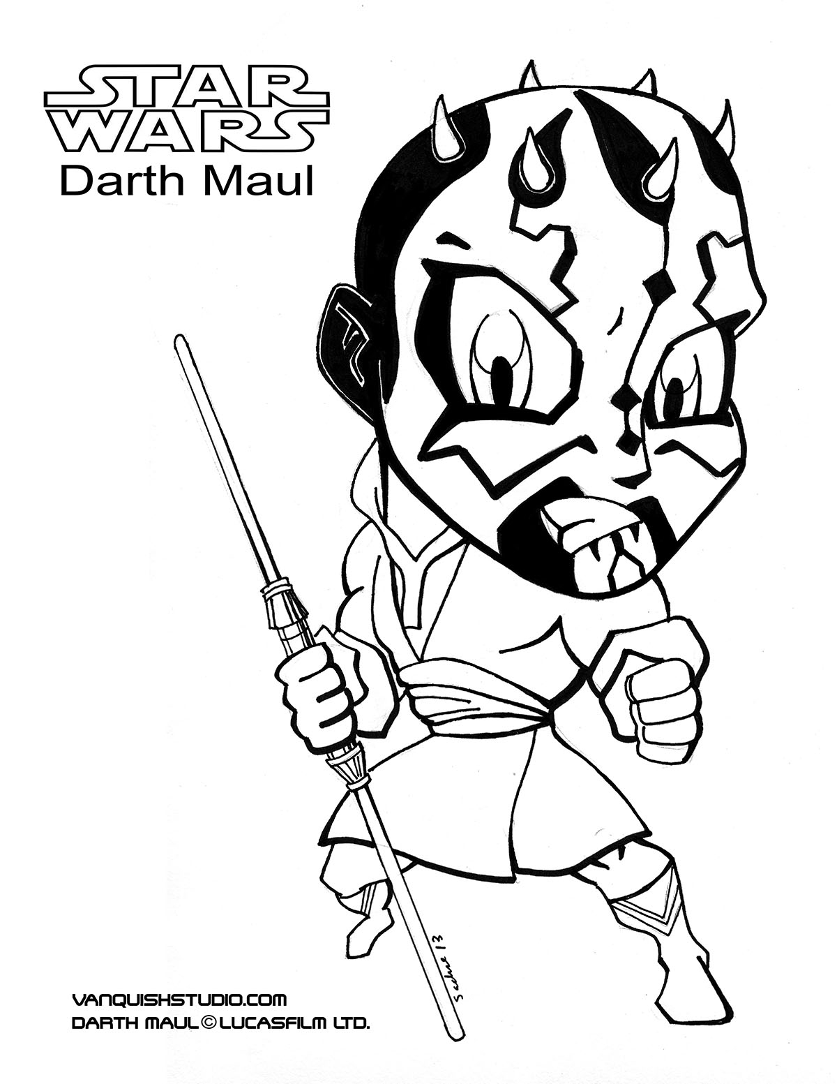 Darth Maul Coloring Page Vanquish Studio