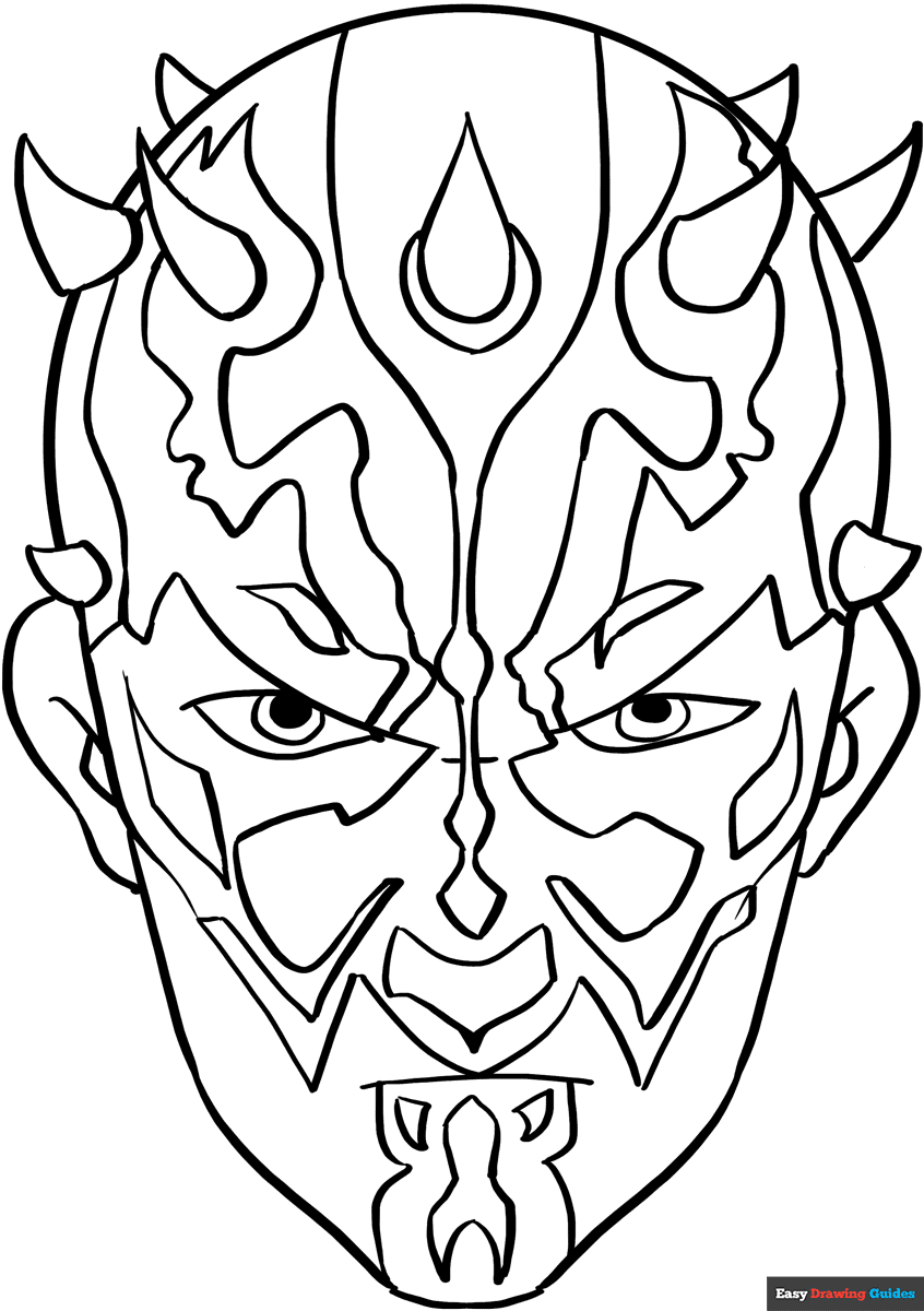 Darth Maul From Star Wars Coloring Page Easy Drawing Guides
