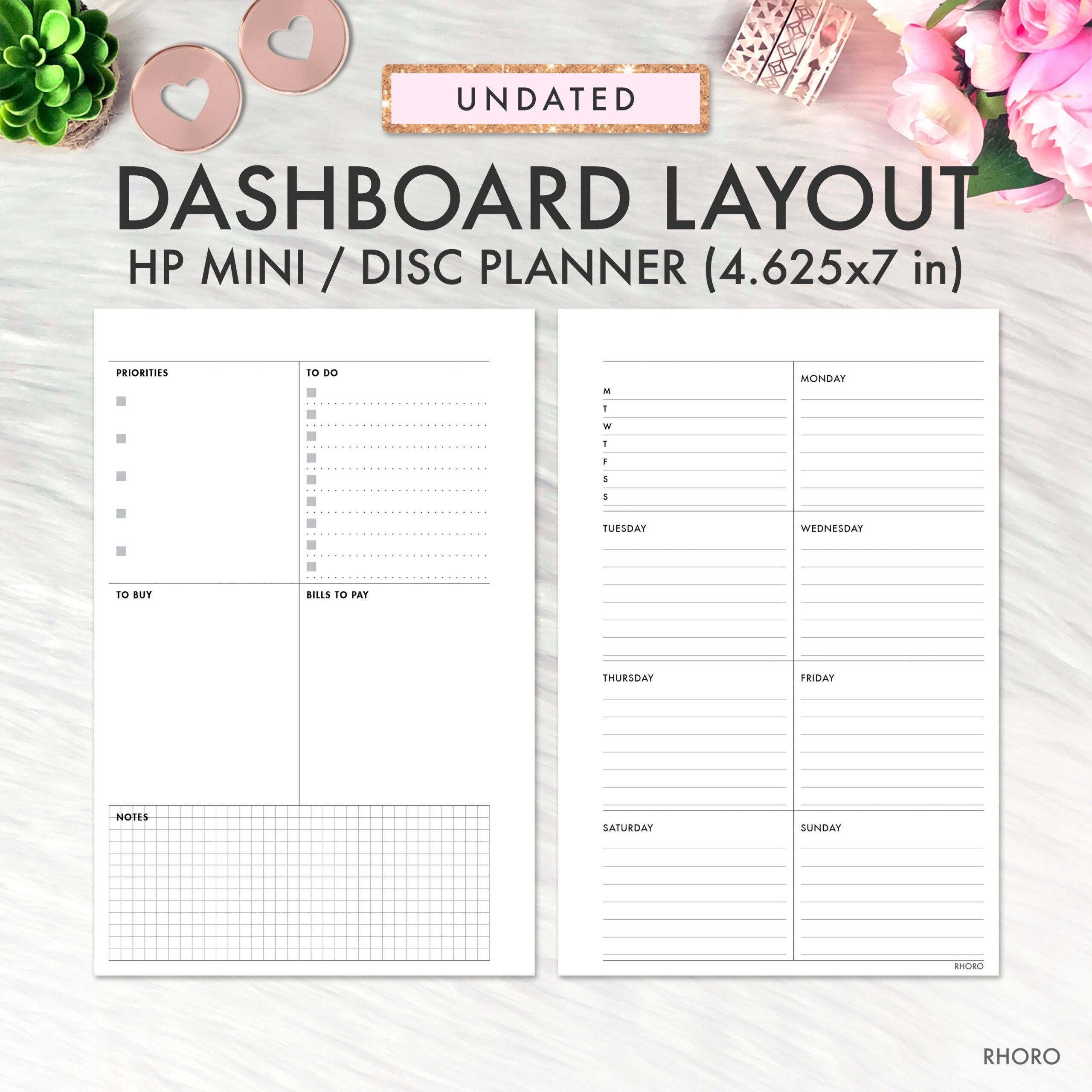 Dashboard Layout MINI HAPPY PLANNER Printable Insert Happy Planner Mini Dashboard Week Undated Refill Printable Inserts Happy Planner Mini Etsy