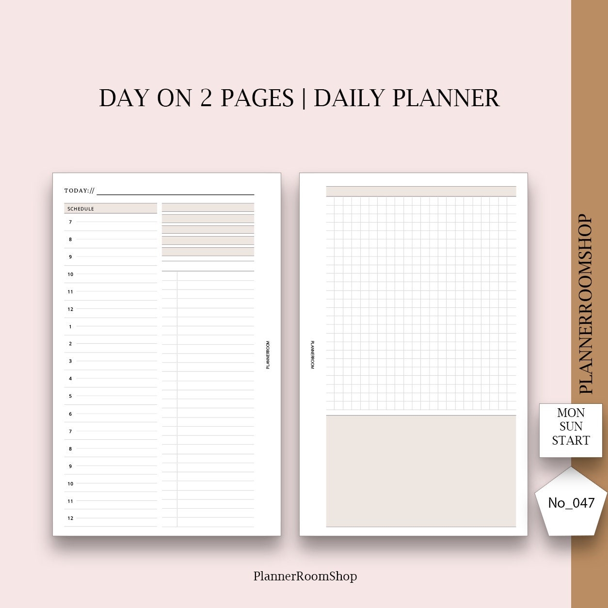 Day On 2 Pages D2P FRANKLIN COVEY Compact Inserts Printable Grid Daily Inserts Franklin Covey Refill Printable FC Compact Inserts 047 Etsy