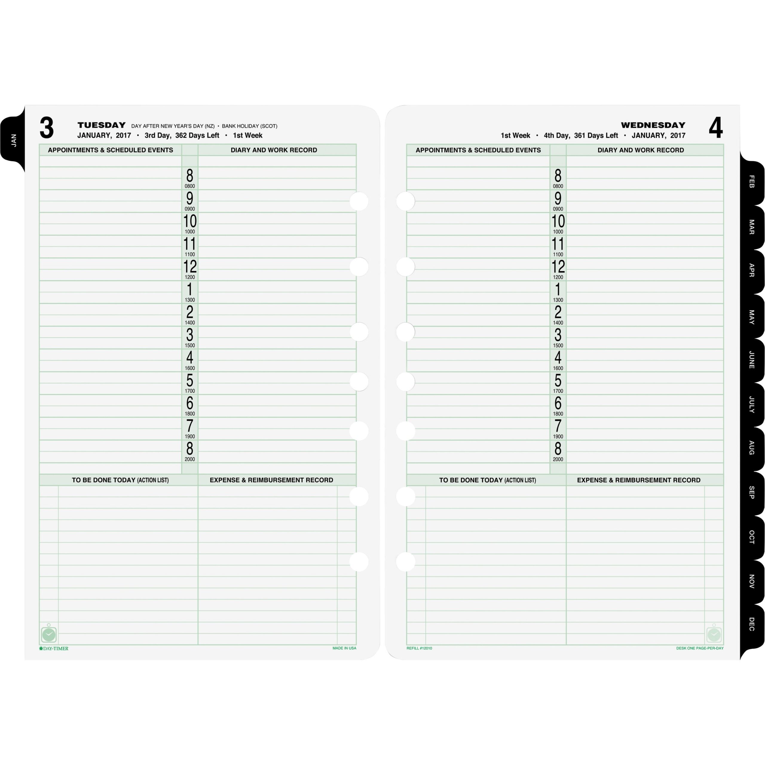 Day Timer 1 Page Per Day Planner Page Refill Walmart