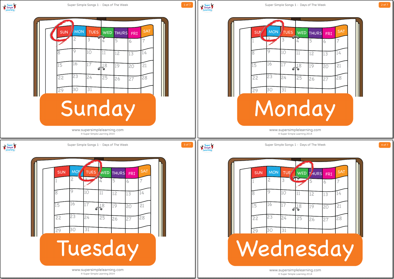 Days Of The Week Flashcards Super Simple