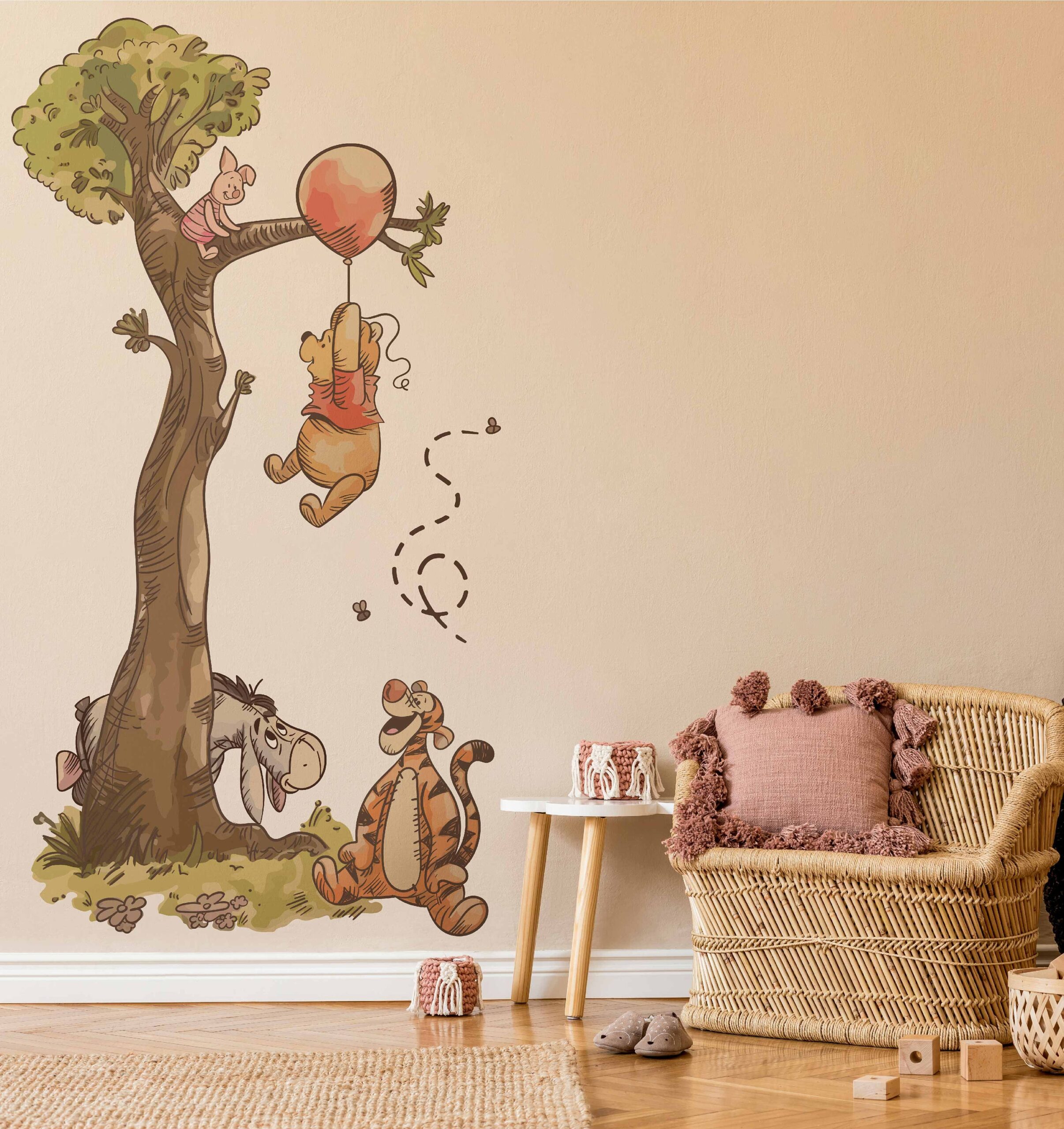 Decorative Winnie The Pooh Wall Decal With Forest Scene For Baby Nursery Etsy