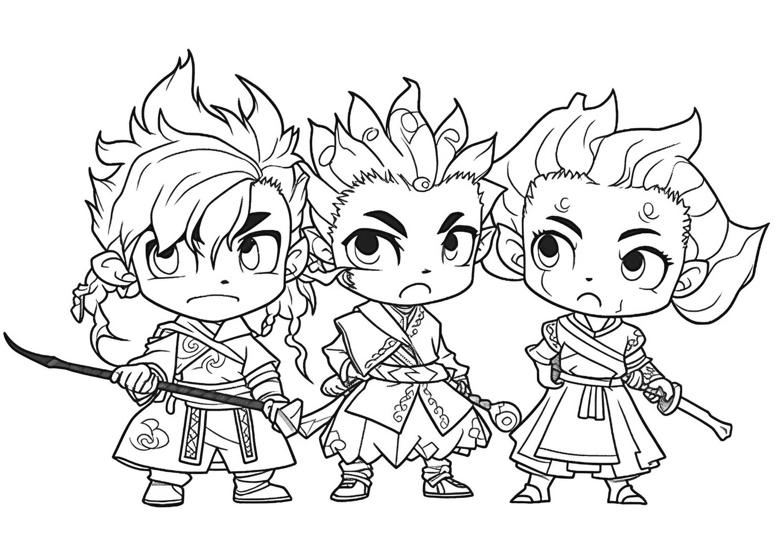 Demon Slayer Characters In Chibi Mode Demon Slayer Coloring Pages