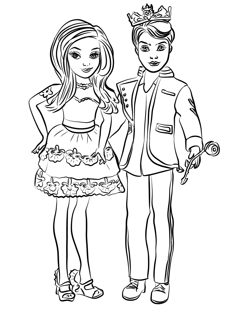 Descendants Ben And Mal Coloring Page Free Printable