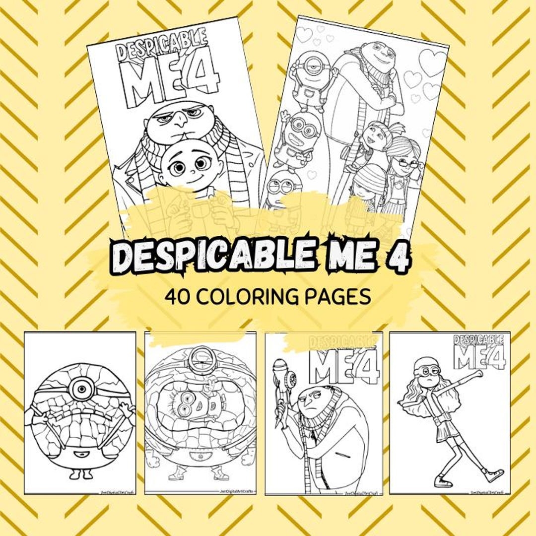 DESPICABLE ME 4 Coloring Book 40 Pages Fun And Relaxation Coloring Pages For Kids Etsy
