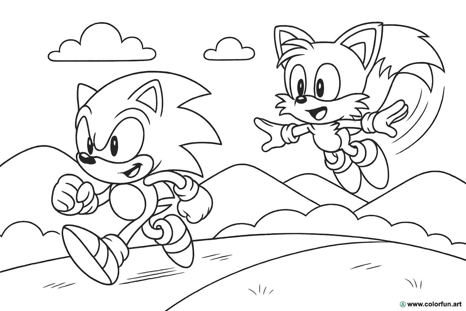 Dibujo Para Colorear De Sonic Y Tails Descargar O Imprimir De Forma Gratuita